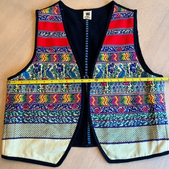 Floral Embroidered Waistcoat Purple Pink Blue Green Multicolored Vest Size Large - Picture 11 of 14